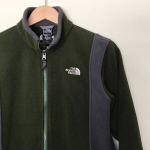 North Face boys L full zip green gray sweater top